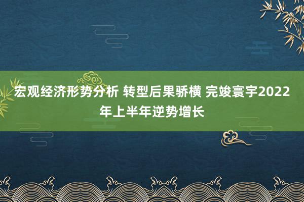 宏观经济形势分析 转型后果骄横 完竣寰宇2022年上半年逆势增长