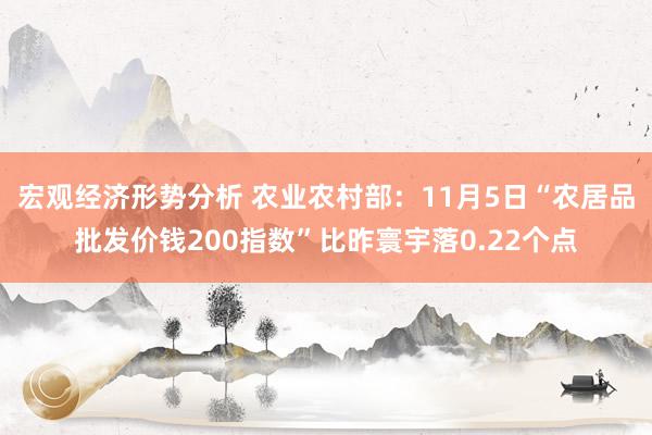 宏观经济形势分析 农业农村部：11月5日“农居品批发价钱200指数”比昨寰宇落0.22个点