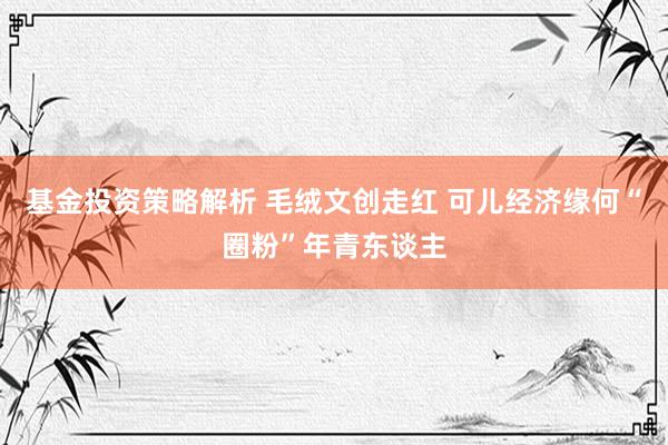 基金投资策略解析 毛绒文创走红 可儿经济缘何“圈粉”年青东谈主