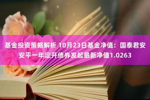 基金投资策略解析 10月23日基金净值：国泰君安安平一年定开债券发起最新净值1.0263