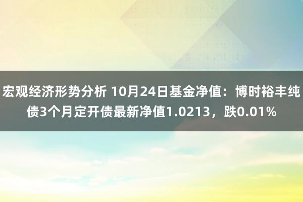 宏观经济形势分析 10月24日基金净值：博时裕丰纯债3个月定开债最新净值1.0213，跌0.01%