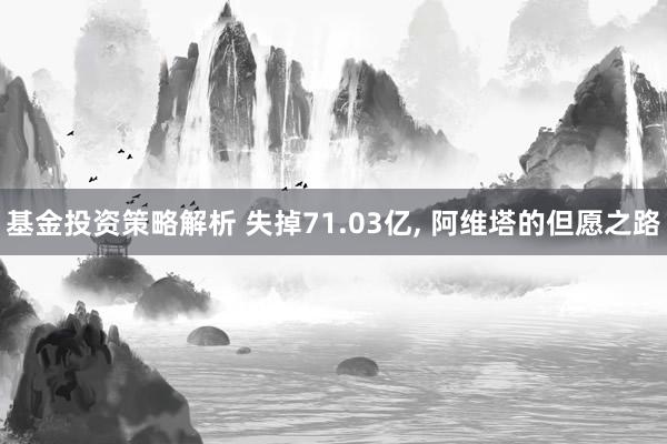 基金投资策略解析 失掉71.03亿, 阿维塔的但愿之路