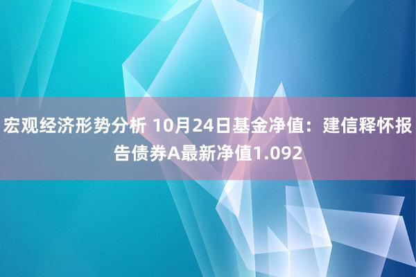 宏观经济形势分析 10月24日基金净值：建信释怀报告债券A最新净值1.092