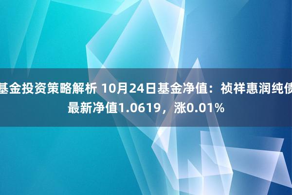 基金投资策略解析 10月24日基金净值：祯祥惠润纯债最新净值1.0619，涨0.01%