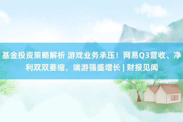 基金投资策略解析 游戏业务承压！网易Q3营收、净利双双萎缩，端游强盛增长 | 财报见闻