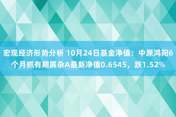 宏观经济形势分析 10月24日基金净值：中原鸿阳6个月抓有期羼杂A最新净值0.6545，跌1.52%