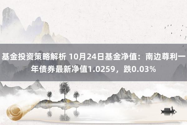 基金投资策略解析 10月24日基金净值：南边尊利一年债券最新净值1.0259，跌0.03%