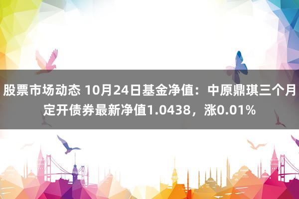 股票市场动态 10月24日基金净值：中原鼎琪三个月定开债券最新净值1.0438，涨0.01%