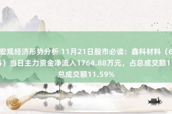 宏观经济形势分析 11月21日股市必读：鑫科材料（600255）当日主力资金净流入1764.88万元，占总成交额11.59%