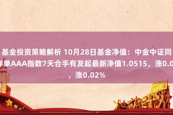 基金投资策略解析 10月28日基金净值：中金中证同行存单AAA指数7天合手有发起最新净值1.0515，涨0.02%