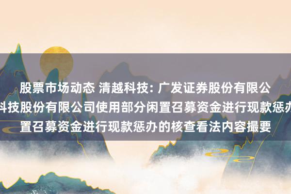 股票市场动态 清越科技: 广发证券股份有限公司对于苏州清越光电科技股份有限公司使用部分闲置召募资金进行现款惩办的核查看法内容撮要