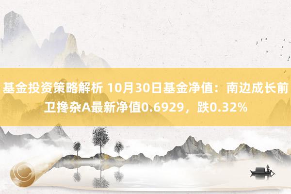 基金投资策略解析 10月30日基金净值：南边成长前卫搀杂A最新净值0.6929，跌0.32%