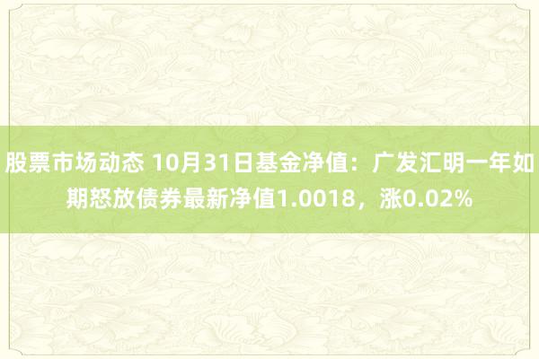 股票市场动态 10月31日基金净值：广发汇明一年如期怒放债券最新净值1.0018，涨0.02%