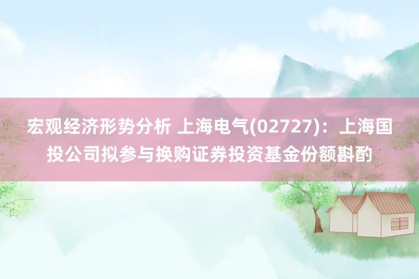 宏观经济形势分析 上海电气(02727)：上海国投公司拟参与换购证券投资基金份额斟酌