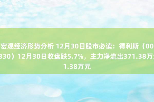 宏观经济形势分析 12月30日股市必读：得利斯（002330）12月30日收盘跌5.7%，主力净流出371.38万元