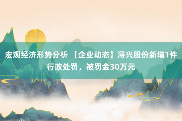 宏观经济形势分析 【企业动态】浔兴股份新增1件行政处罚，被罚金30万元