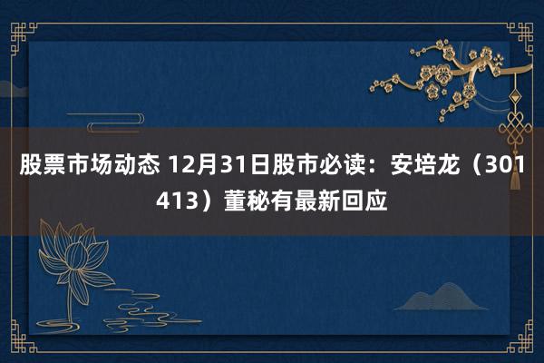 股票市场动态 12月31日股市必读：安培龙（301413）董秘有最新回应