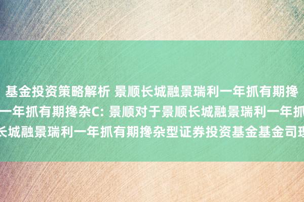 基金投资策略解析 景顺长城融景瑞利一年抓有期搀杂A,景顺长城融景瑞利一年抓有期搀杂C: 景顺对于景顺长城融景瑞利一年抓有期搀杂型证券投资基金基金司理变更公告