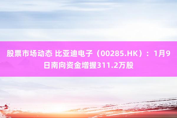 股票市场动态 比亚迪电子（00285.HK）：1月9日南向资金增握311.2万股