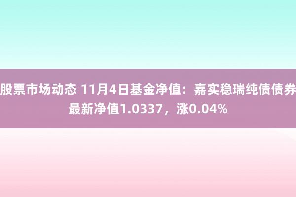 股票市场动态 11月4日基金净值：嘉实稳瑞纯债债券最新净值1.0337，涨0.04%