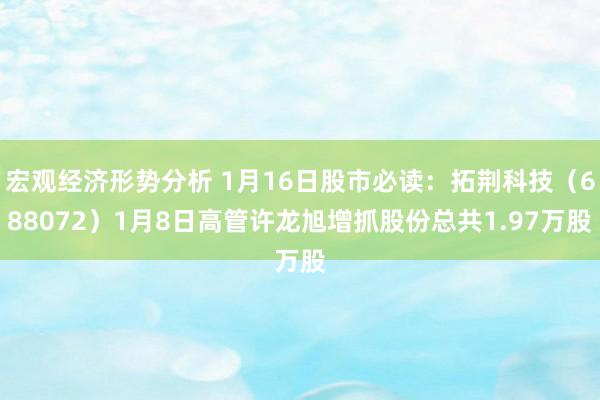 宏观经济形势分析 1月16日股市必读：拓荆科技（688072）1月8日高管许龙旭增抓股份总共1.97万股