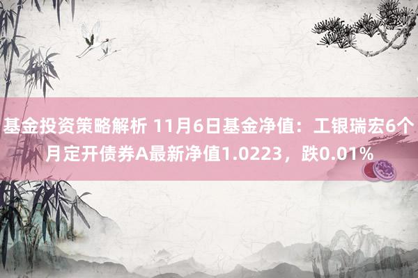 基金投资策略解析 11月6日基金净值：工银瑞宏6个月定开债券A最新净值1.0223，跌0.01%