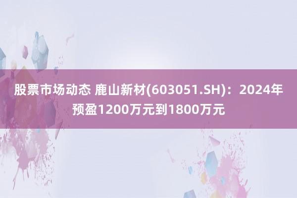 股票市场动态 鹿山新材(603051.SH)：2024年预盈1200万元到1800万元