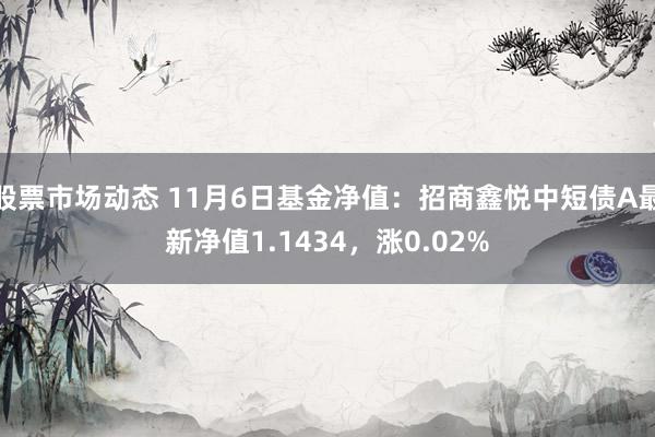 股票市场动态 11月6日基金净值：招商鑫悦中短债A最新净值1.1434，涨0.02%