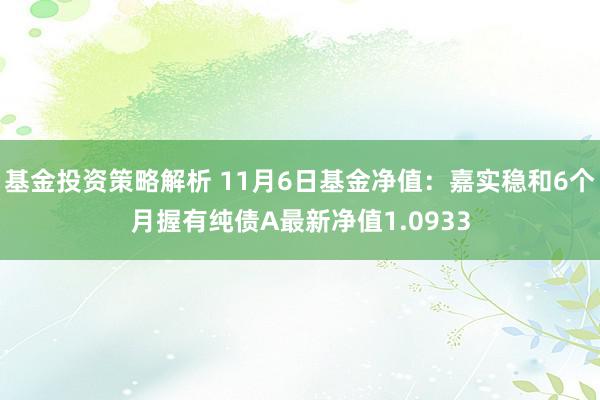 基金投资策略解析 11月6日基金净值：嘉实稳和6个月握有纯债A最新净值1.0933