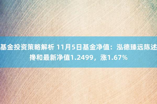 基金投资策略解析 11月5日基金净值：泓德臻远陈述搀和最新净值1.2499，涨1.67%