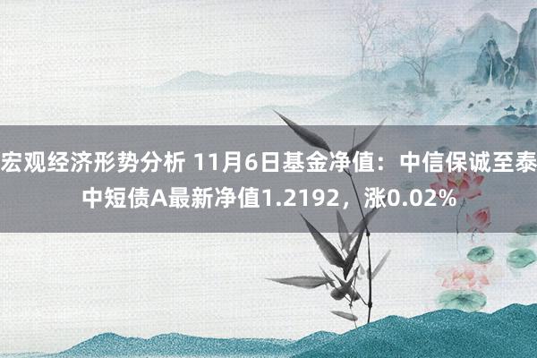 宏观经济形势分析 11月6日基金净值：中信保诚至泰中短债A最新净值1.2192，涨0.02%