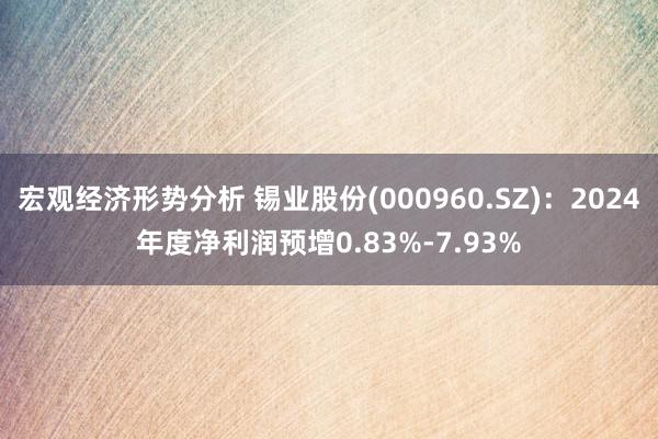 宏观经济形势分析 锡业股份(000960.SZ)：2024年度净利润预增0.83%-7.93%