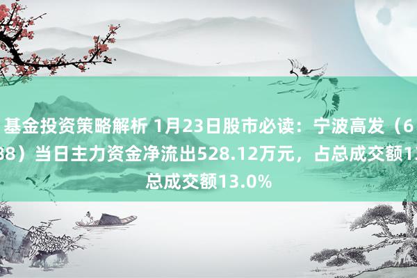 基金投资策略解析 1月23日股市必读：宁波高发（603788）当日主力资金净流出528.12万元，占总成交额13.0%