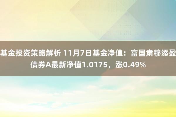 基金投资策略解析 11月7日基金净值：富国肃穆添盈债券A最新净值1.0175，涨0.49%