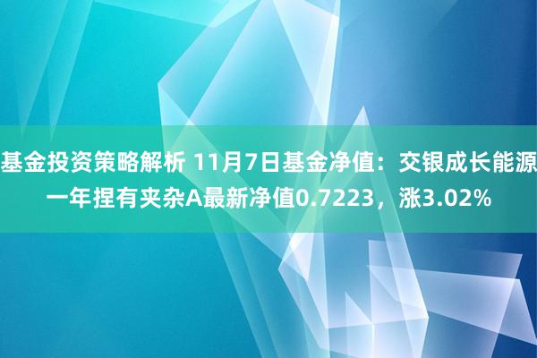 基金投资策略解析 11月7日基金净值：交银成长能源一年捏有夹杂A最新净值0.7223，涨3.02%