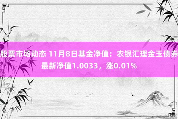 股票市场动态 11月8日基金净值：农银汇理金玉债券最新净值1.0033，涨0.01%