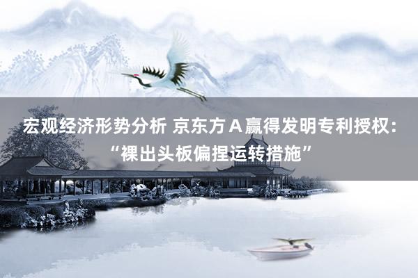 宏观经济形势分析 京东方Ａ赢得发明专利授权：“裸出头板偏捏运转措施”