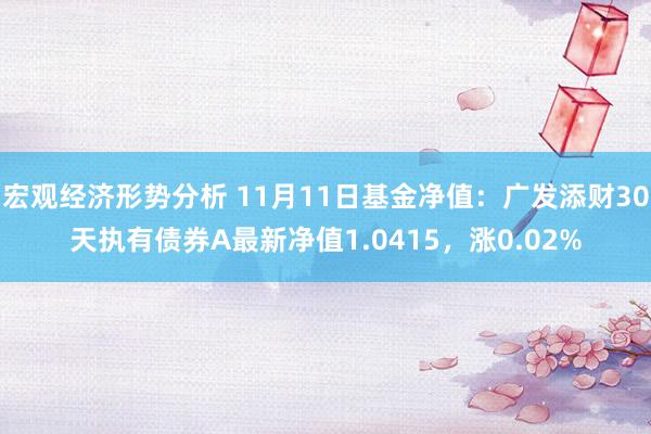 宏观经济形势分析 11月11日基金净值：广发添财30天执有债券A最新净值1.0415，涨0.02%