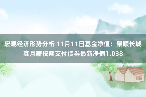 宏观经济形势分析 11月11日基金净值：景顺长城鑫月薪按期支付债券最新净值1.038