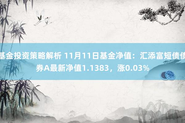 基金投资策略解析 11月11日基金净值：汇添富短债债券A最新净值1.1383，涨0.03%