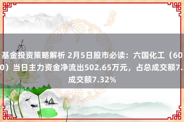 基金投资策略解析 2月5日股市必读：六国化工（600470）当日主力资金净流出502.65万元，占总成交额7.32%