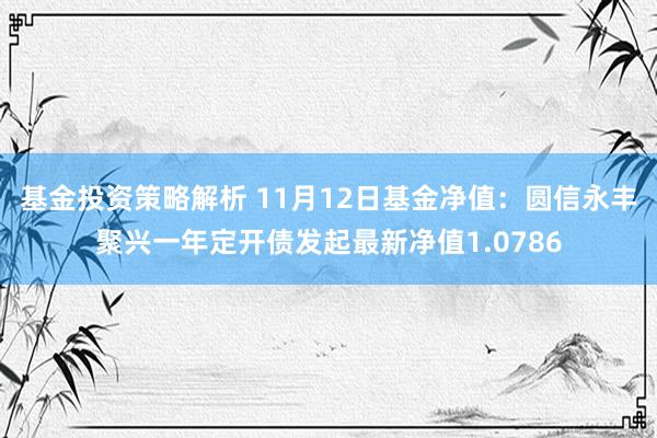 基金投资策略解析 11月12日基金净值：圆信永丰聚兴一年定开债发起最新净值1.0786