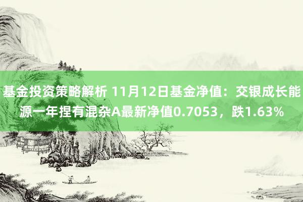 基金投资策略解析 11月12日基金净值：交银成长能源一年捏有混杂A最新净值0.7053，跌1.63%