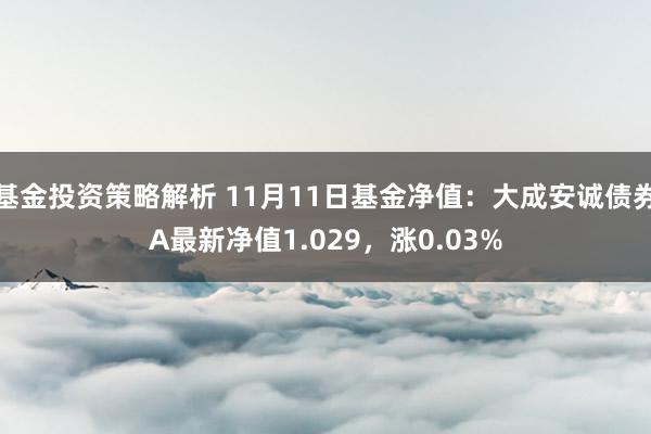 基金投资策略解析 11月11日基金净值：大成安诚债券A最新净值1.029，涨0.03%