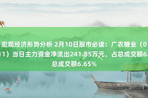 宏观经济形势分析 2月10日股市必读：广农糖业（000911）当日主力资金净流出241.85万元，占总成交额6.65%