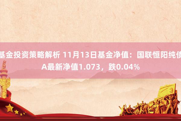 基金投资策略解析 11月13日基金净值：国联恒阳纯债A最新净值1.073，跌0.04%