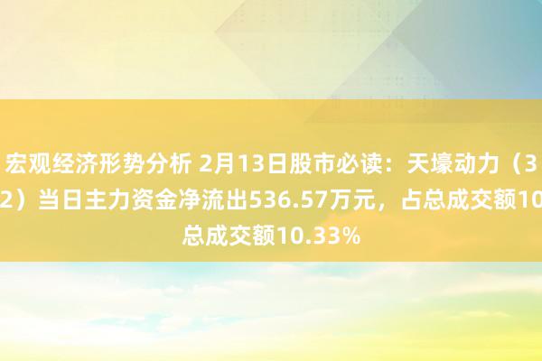 宏观经济形势分析 2月13日股市必读：天壕动力（300332）当日主力资金净流出536.57万元，占总成交额10.33%