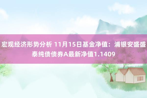 宏观经济形势分析 11月15日基金净值：浦银安盛盛泰纯债债券A最新净值1.1409