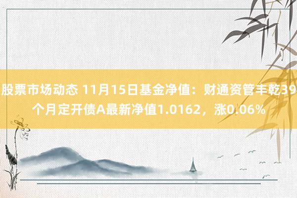 股票市场动态 11月15日基金净值：财通资管丰乾39个月定开债A最新净值1.0162，涨0.06%