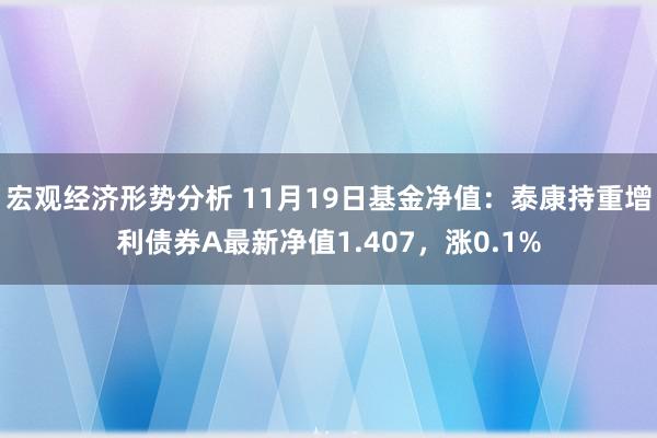 宏观经济形势分析 11月19日基金净值：泰康持重增利债券A最新净值1.407，涨0.1%